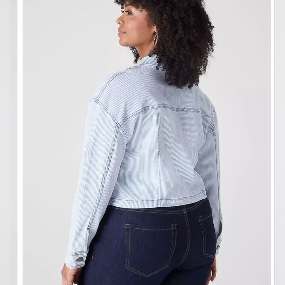 Lane Bryant Light Blue Jean Jacket - Picture 3 of 10